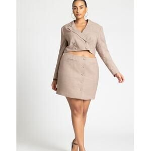 New with Tags Eloquii Plus Brown Houndstooth Open Front Blazer Dress Size 30